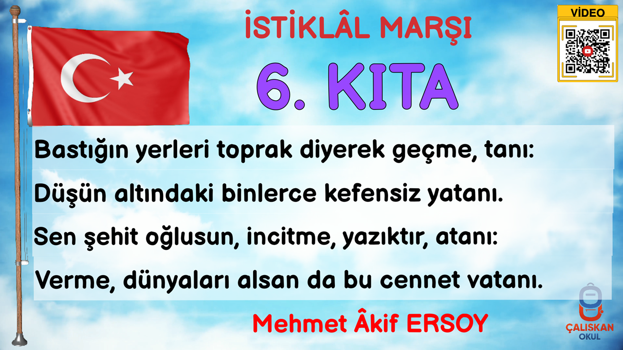 İSTİKLÂL MARŞI EZBERLEME 6. KITA