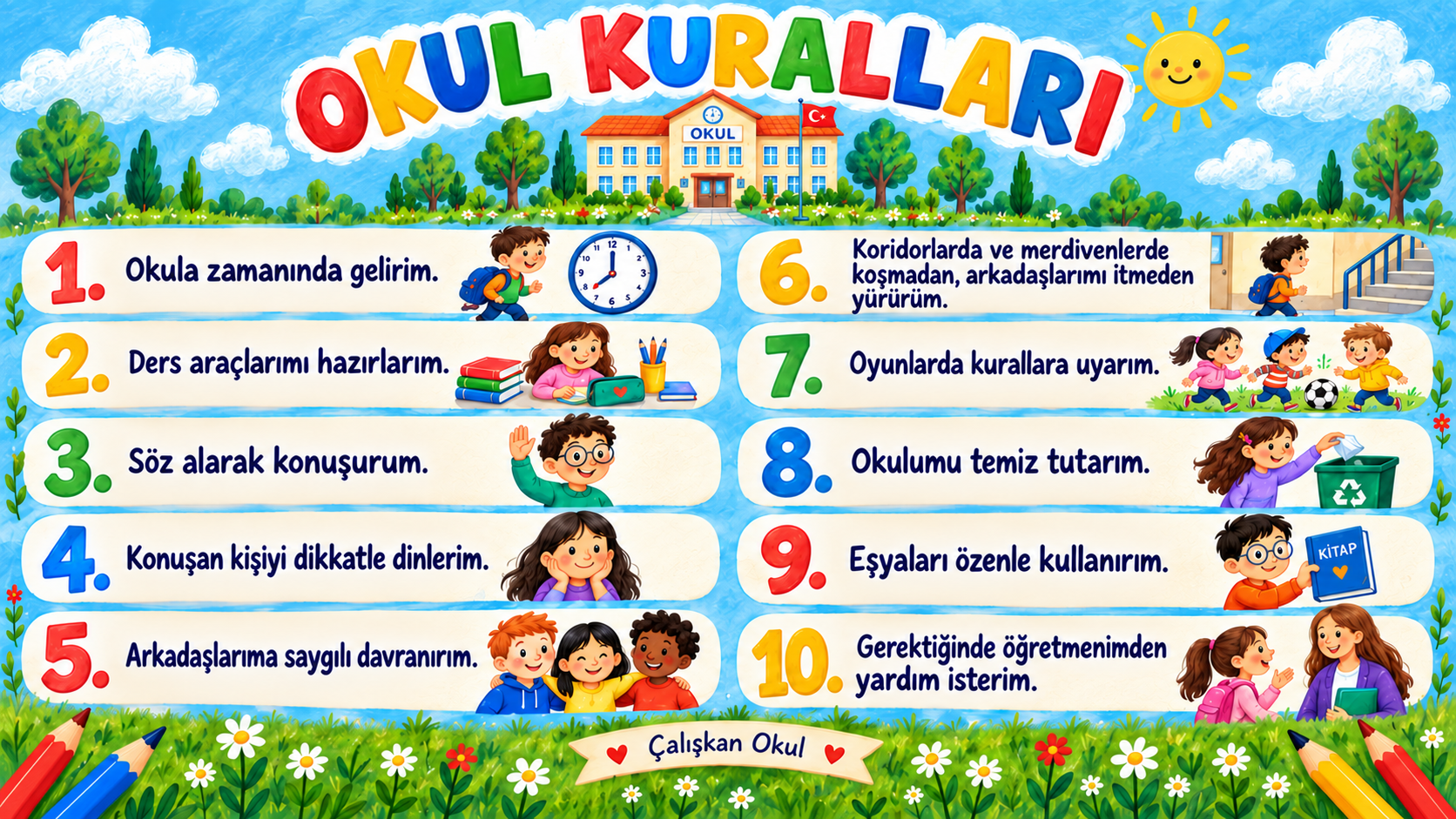 Okul Kuralları Posteri – Ücretsiz PDF İndir