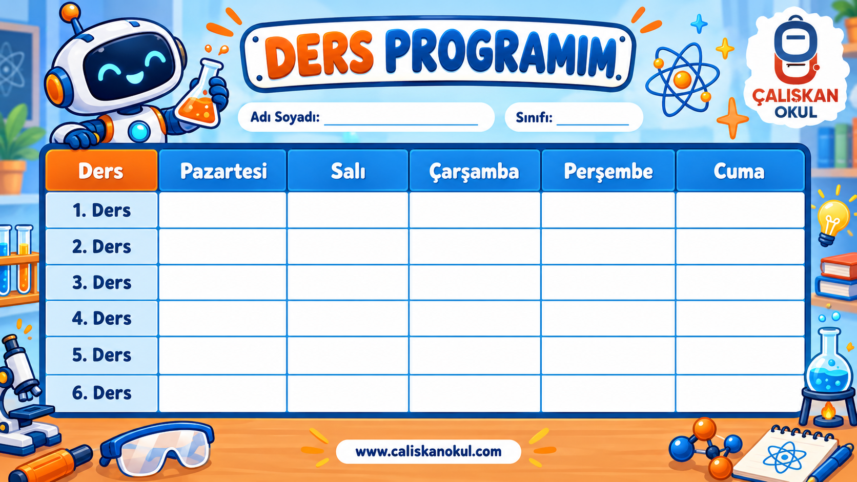 Robotlu Bilim Atölyesi Haftalık Ders Programı